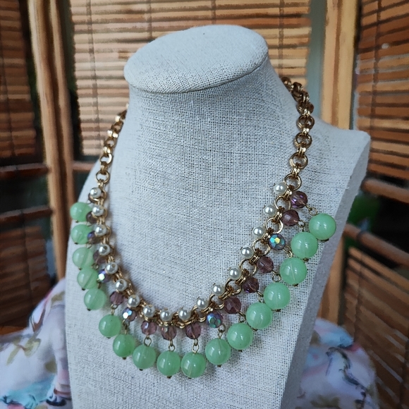 Set of Faux Jade Beads Pearls Bracelet and Necklace Vintage Amethyst Purple EUC - Picture 5 of 15